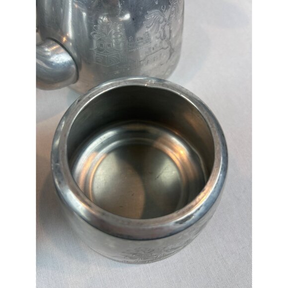 Vintage Swan Brand Willoware Aluminum Tea Set Tray Asian Landscape - Picture 6 of 12